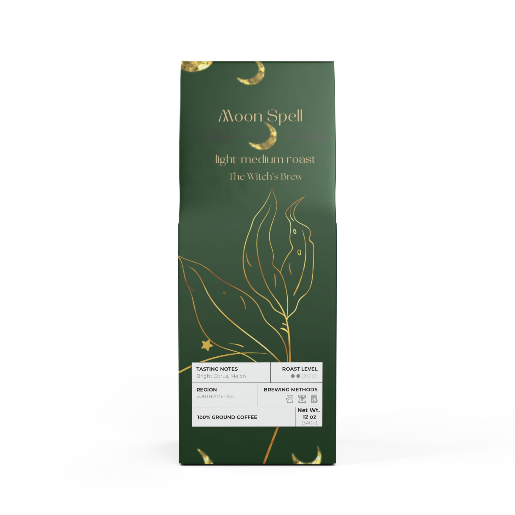 Moon Spell Colombia Single Origin Coffee | Light-Medium Roast | 12oz Whole Bean or Ground